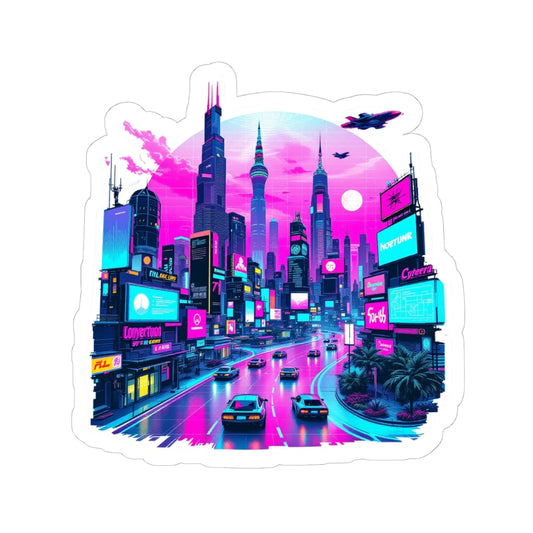 Neon Metropolis Sticker | Kiss-Cut Design | Hippsey Creations