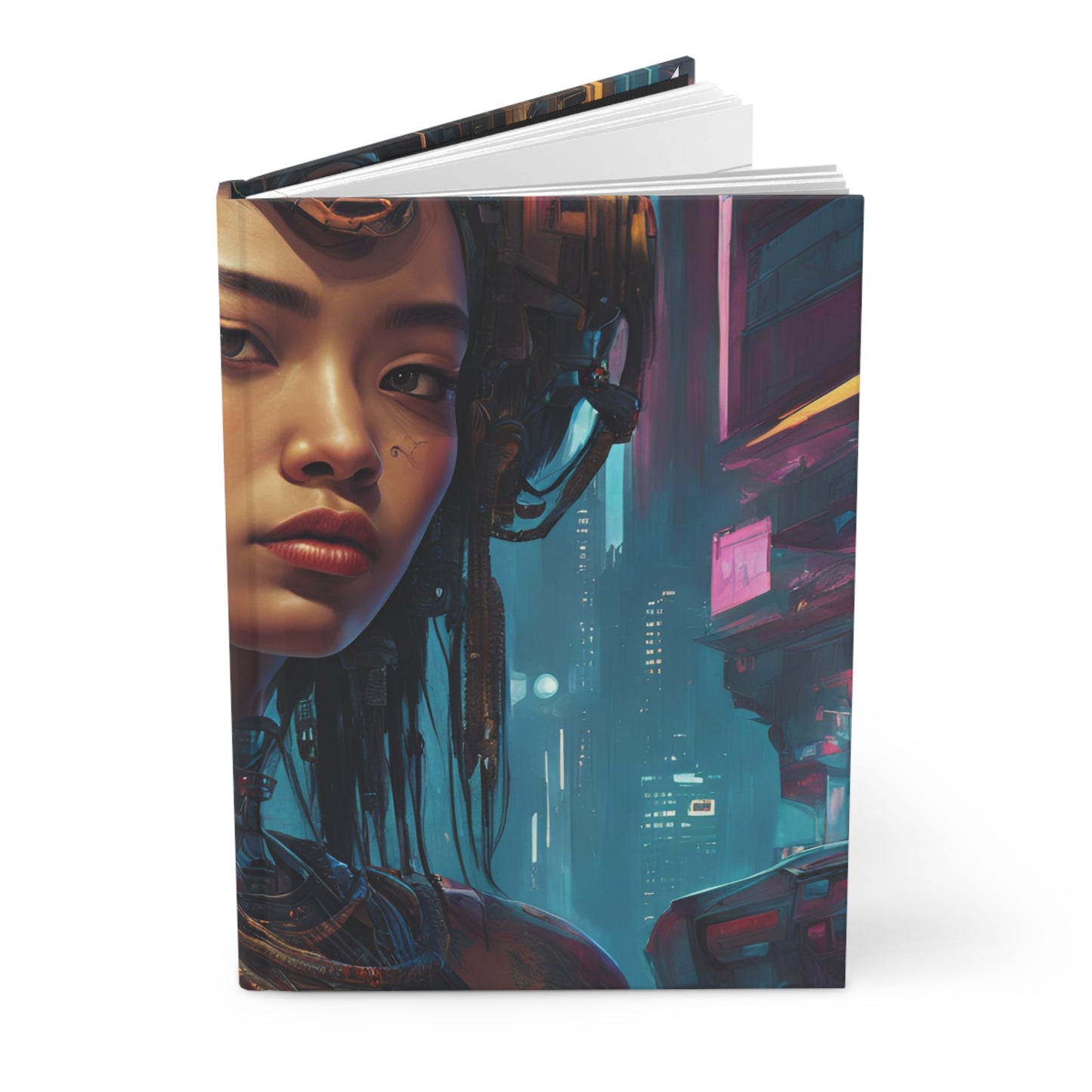 Neon Femme Fatale Journal – 5x8 Lined Pages, Cyberpunk Aesthetic Design