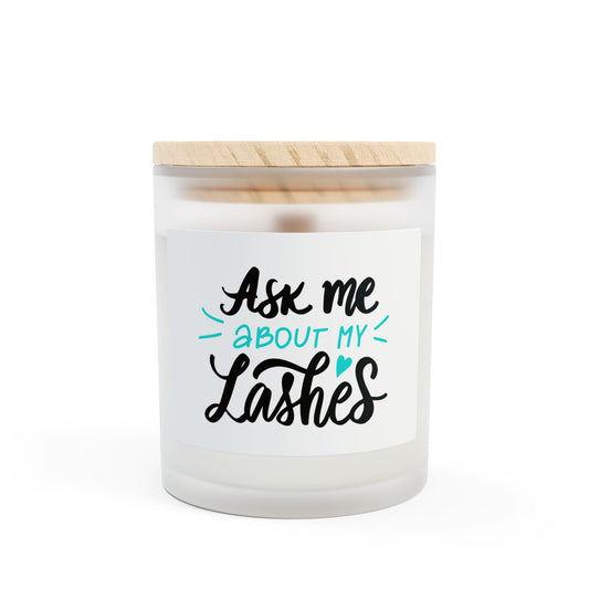 Spa Teal Luxe Ask Me About My Lashes Wooden Wick Candle | 11oz Coconut-Soy | Hippsey Creations