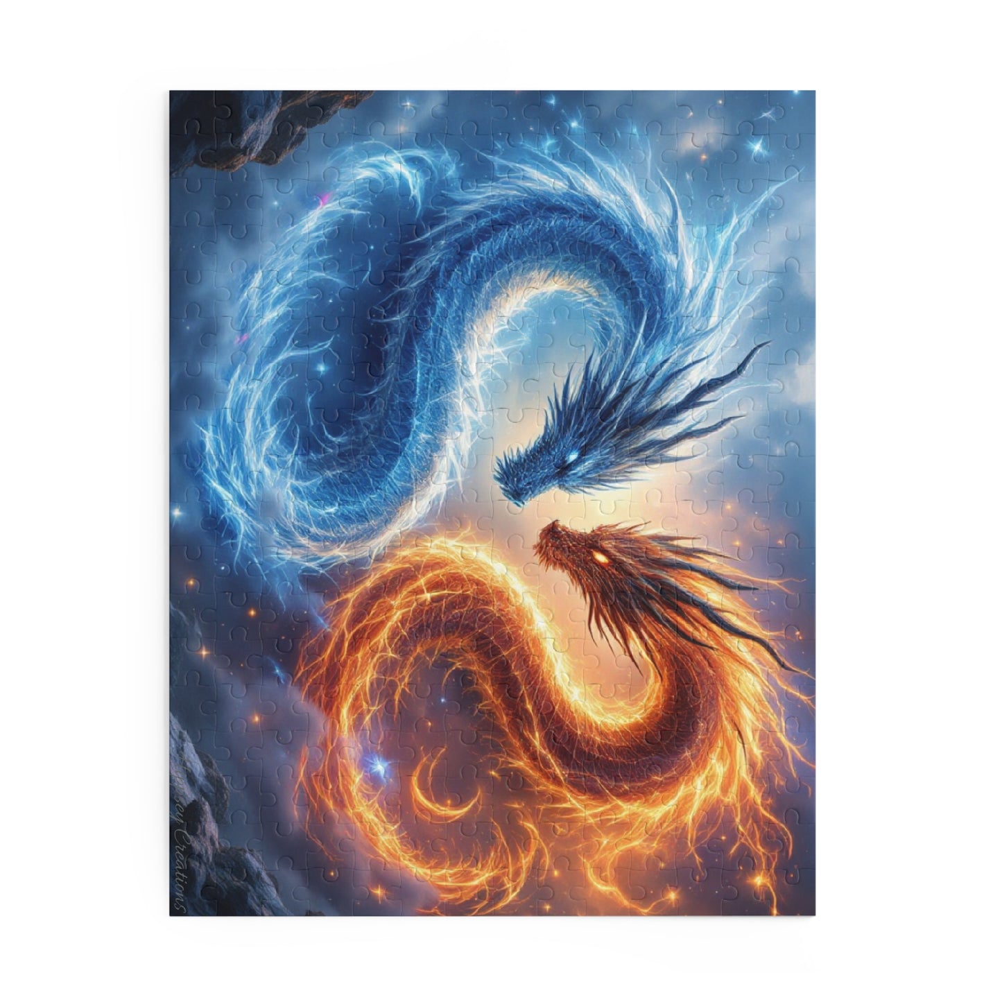 Fire and Ice Dragon Puzzle | 120-500 Pieces | Hippsey Creations