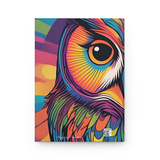 Vibrant Owl Hardcover Journal – 5.75x8 Lined Pages, Whimsical Owl Design