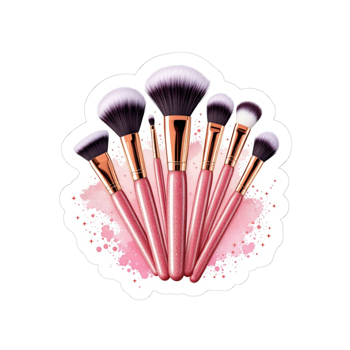 Cosmetic Brush Kiss-Cut Stickers - Glitter Makeup Accessories for Beauty Lovers