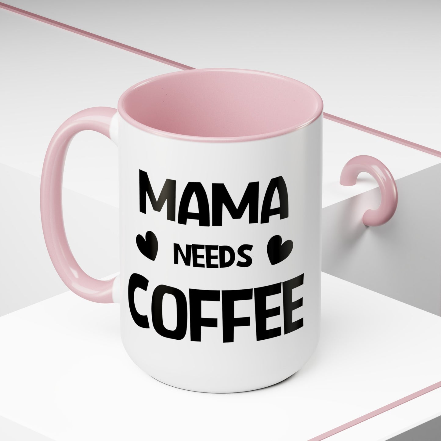 Mama needs coffee Two-Tone Coffee Mugs, 15oz - Hippsey Creations