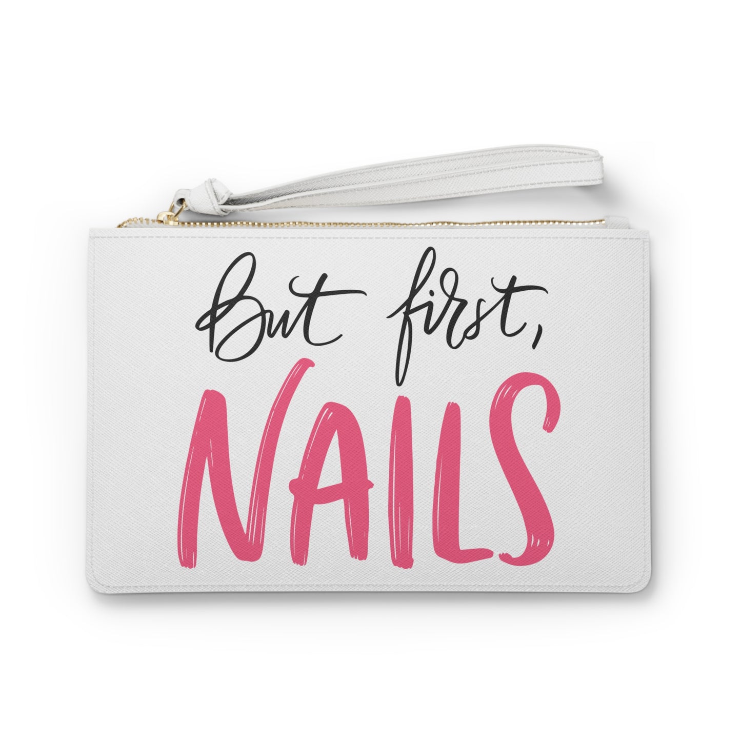Pink Glam Studio But First Nails Clutch Bag | Vegan Leather | Hippsey Creations