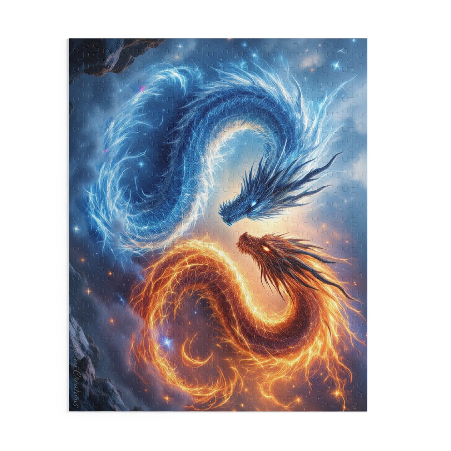 Fire and Ice Dragon Puzzle | 120-500 Pieces | Hippsey Creations