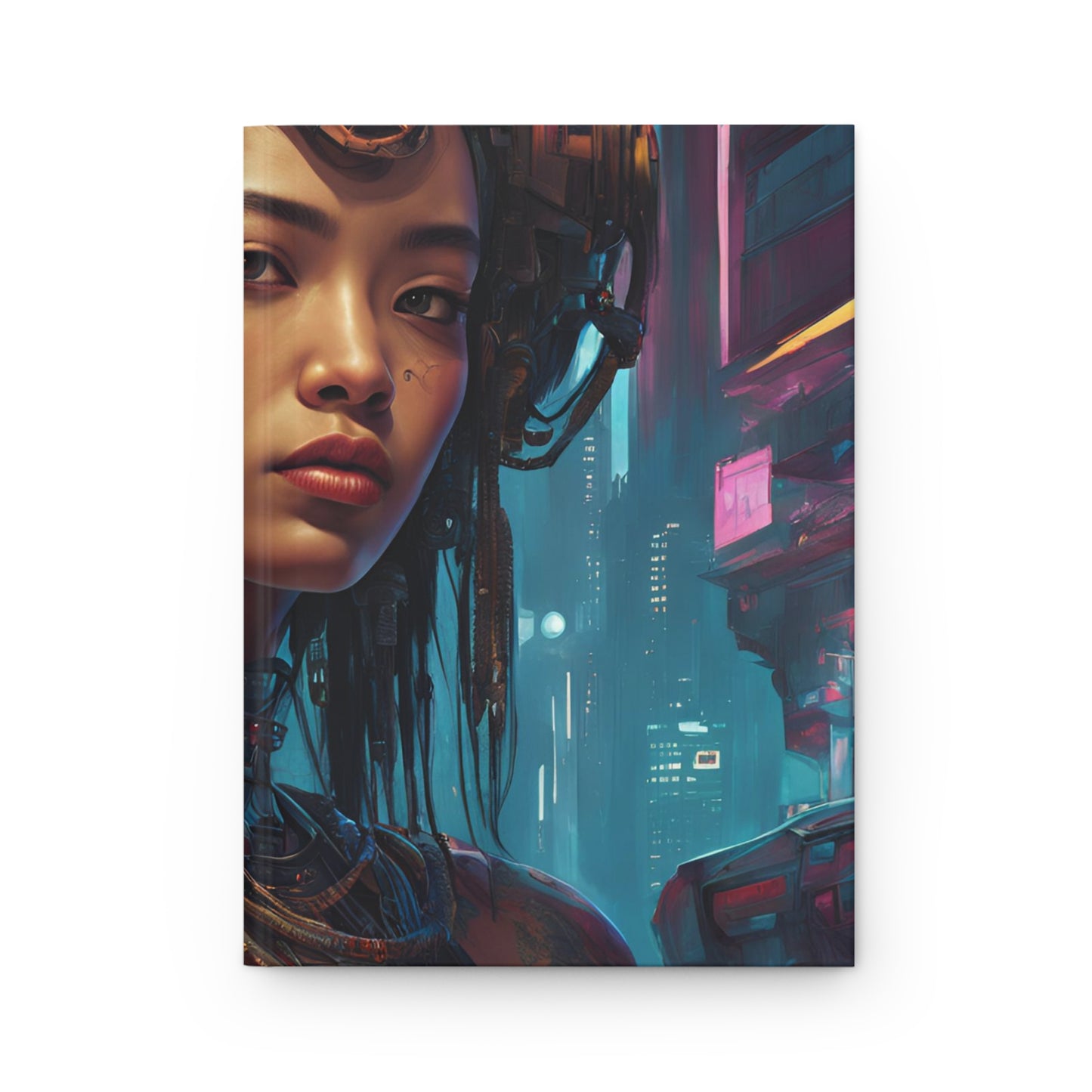Neon Femme Fatale Journal – 5x8 Lined Pages, Cyberpunk Aesthetic Design