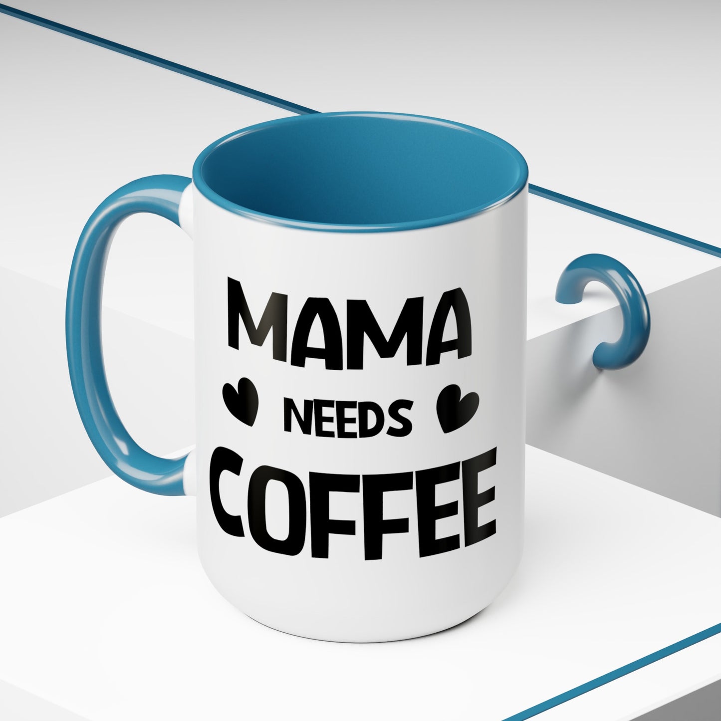 Mama needs coffee Two-Tone Coffee Mugs, 15oz - Hippsey Creations