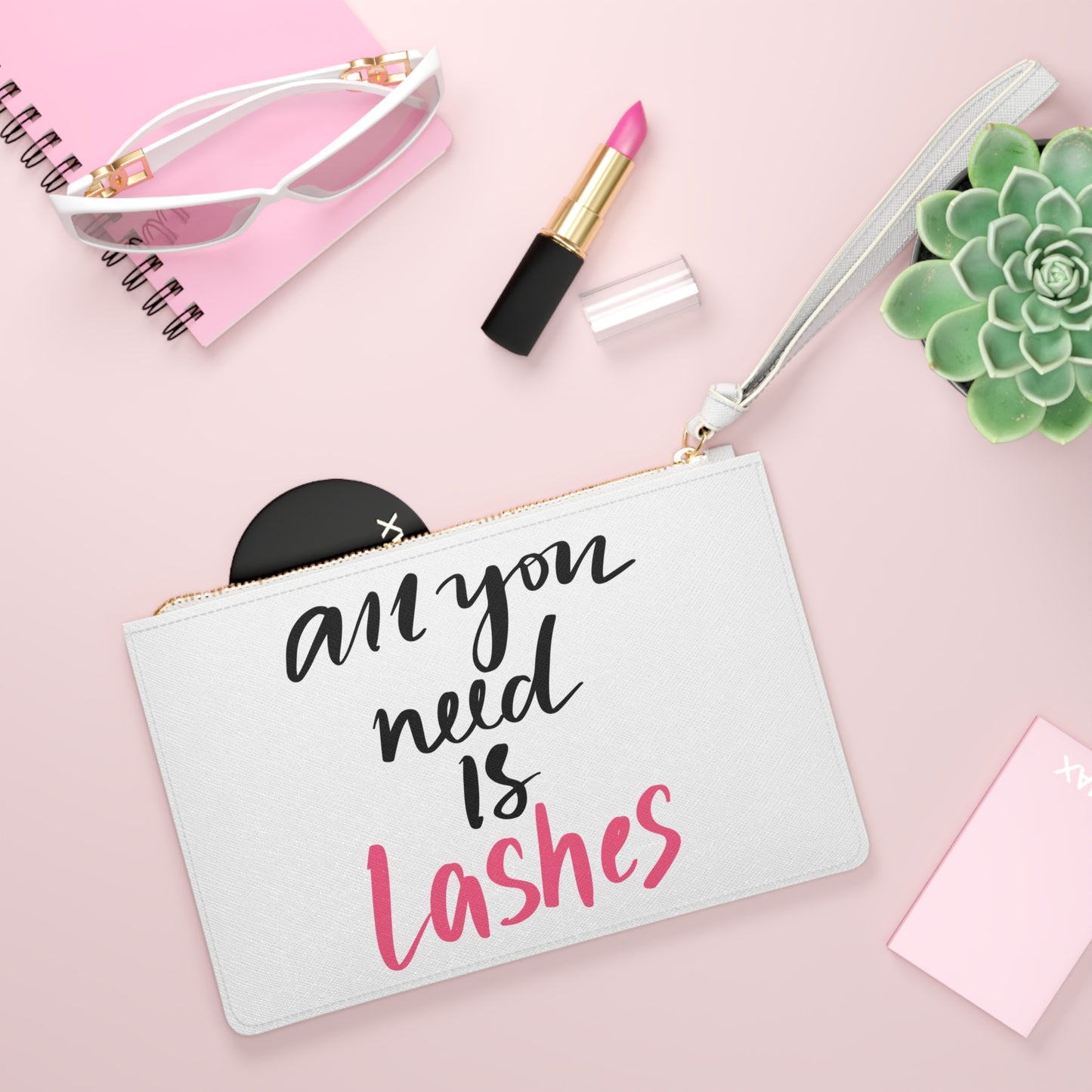 Pink Glam Studio All You Need is Lashes Clutch Bag | Vegan Leather | Hippsey Creationsather Clutch Bag