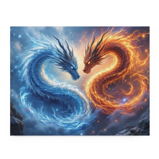 Fire and Ice Dragon Puzzle | 120-500 Pieces | Hippsey Creations