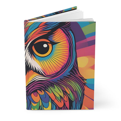 Vibrant Owl Hardcover Journal – 5.75x8 Lined Pages, Whimsical Owl Design