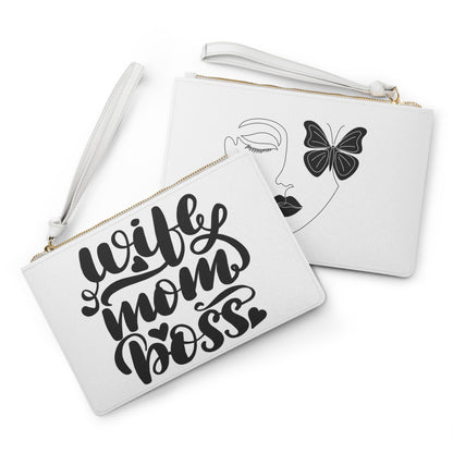 Wife Mom Boss Clutch Bag | Vegan Leather | Hippsey Creations