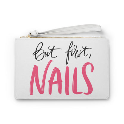 Pink Glam Studio But First Nails Clutch Bag | Vegan Leather | Hippsey Creations