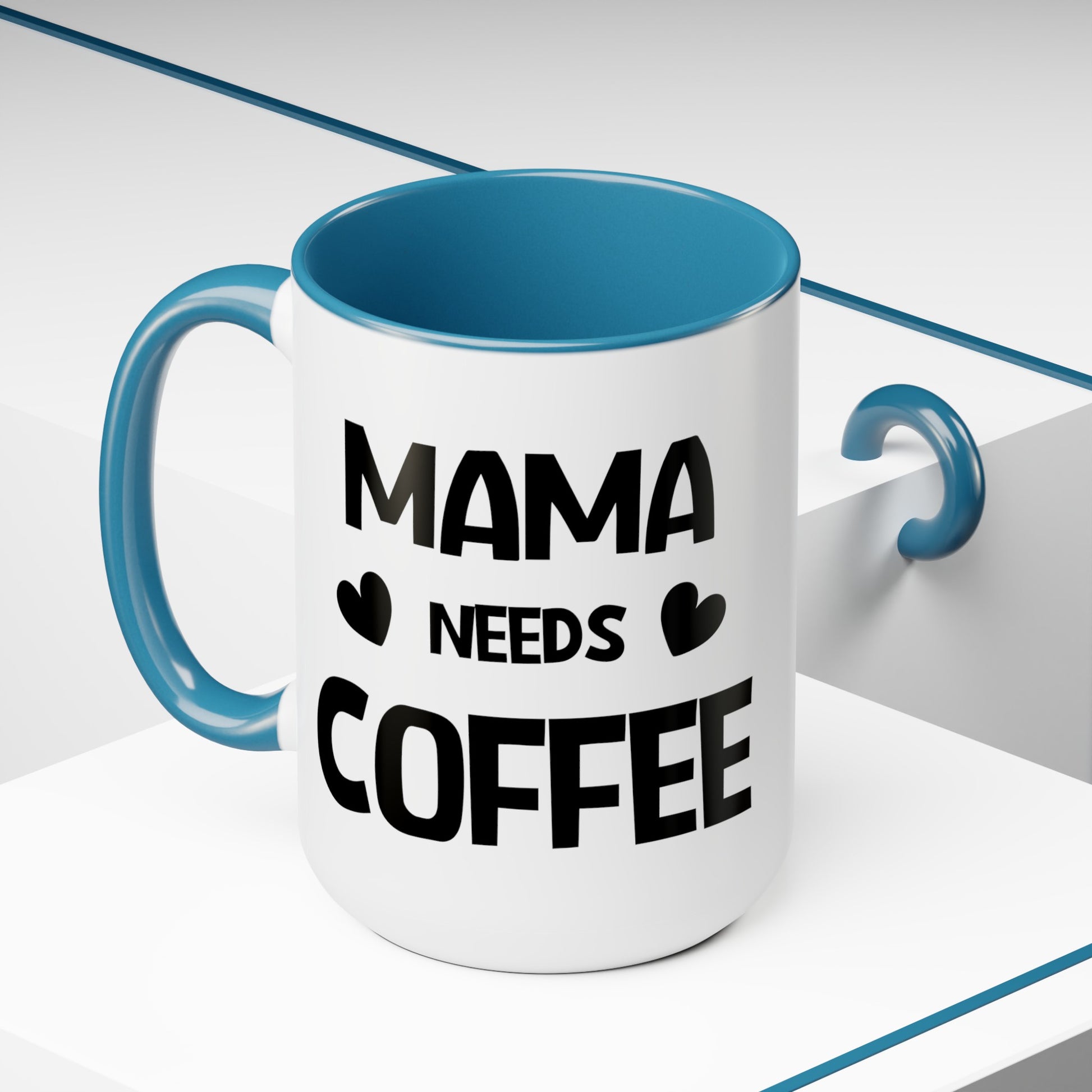 Mama needs coffee Two-Tone Coffee Mugs, 15oz - Hippsey Creations
